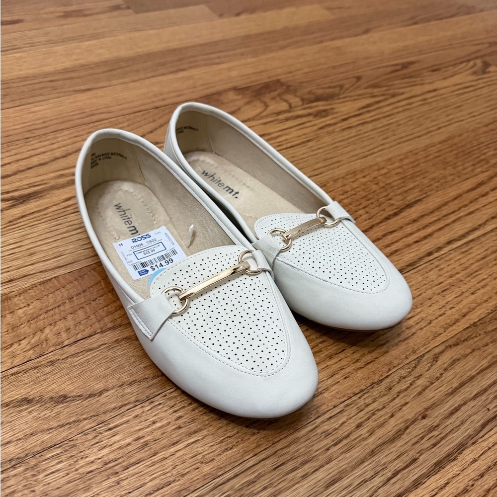 White Faux Leather Loafers